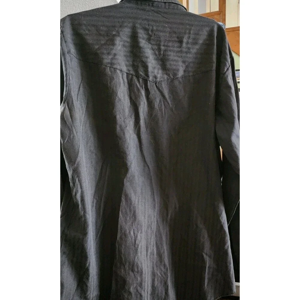Ely Cattleman Shirt Mens Large Black Pearl Snap Western Cowboy Button Up A500 - Picture 10 of 10